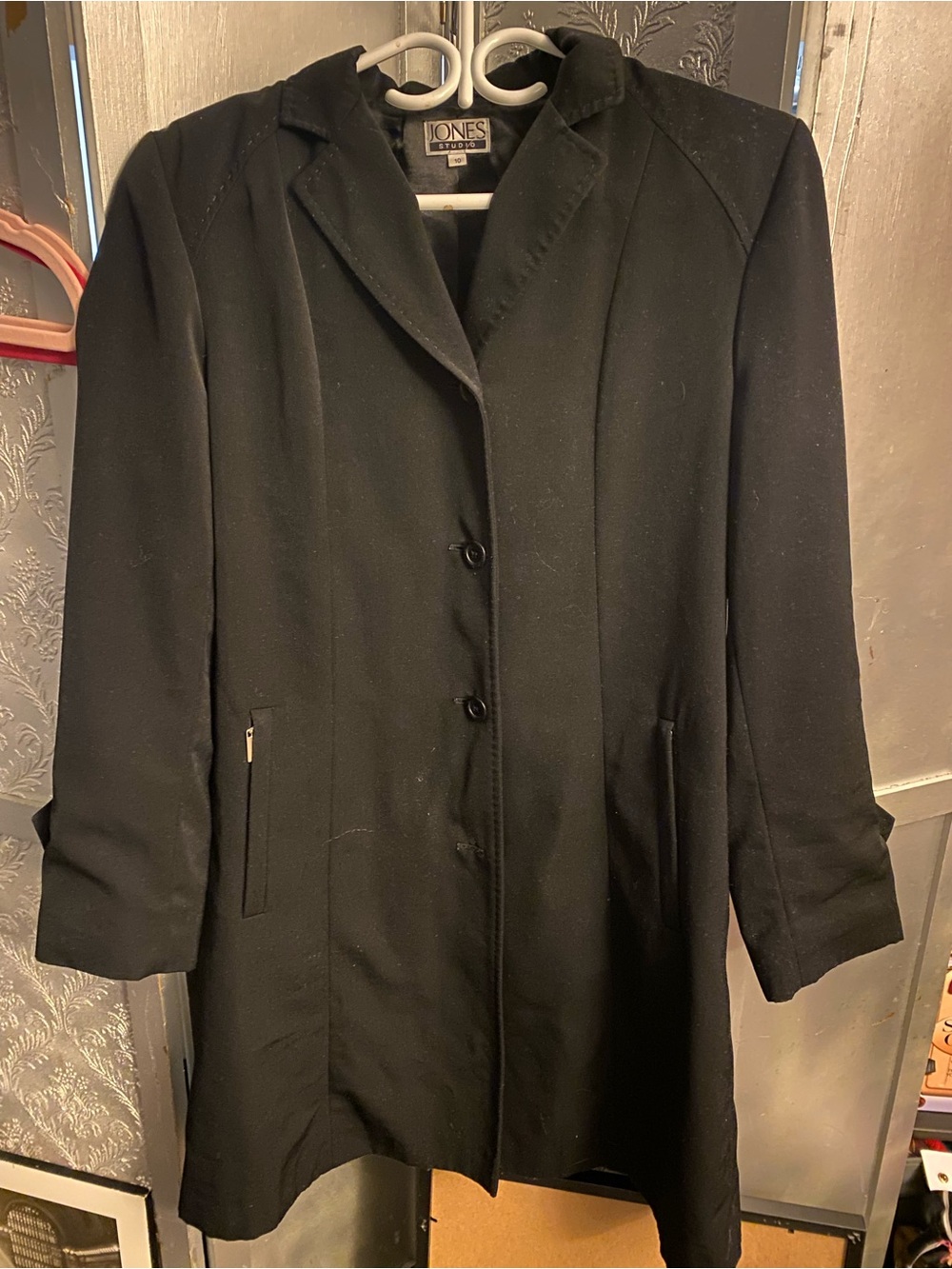 Jones New York Sport trench style black Women's car Coat jacket